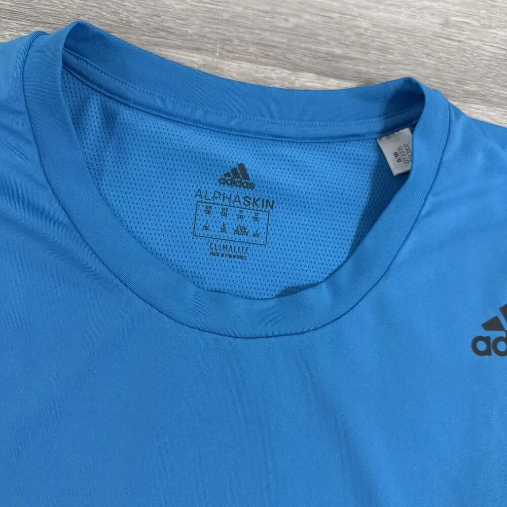 Adidas Shirt Men’s Blue 2XL Alphaskin Climacool Mesh Back Training Workout Tee